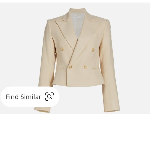 A.L.C. Women River Jacket Barely Linen Double-Breasted Blazer Beige - Picture 5 of 9